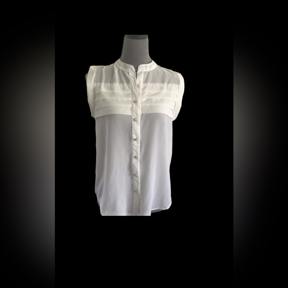 B_Envied white pleated bust tank with cuffed sleeves. NWT